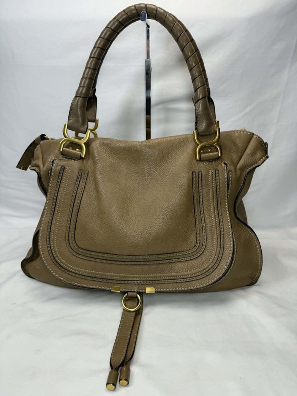 Chloe Brown Leather Marcie Double Carry Crossbody Bag Large SPB-TS 365589